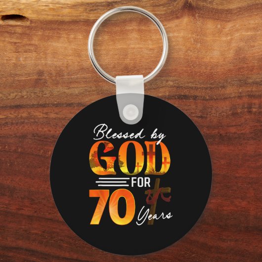 Blessed By God For 70 Years Old Gift 70th Birthday キーホルダー (正面)