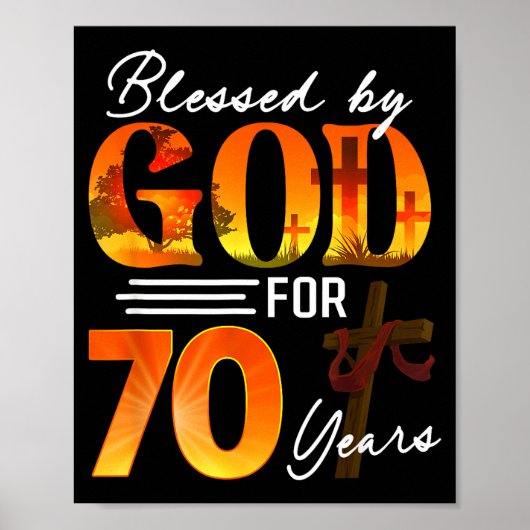 Blessed By God For 70 Years Old Gift 70th Birthday ポスター (正面)