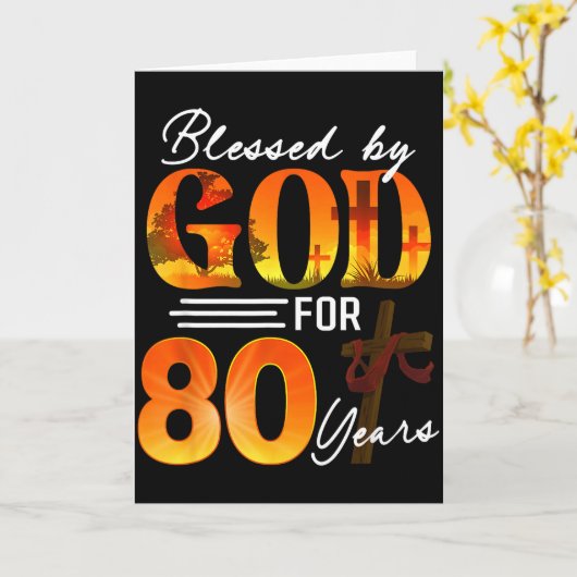 Blessed By God For 80 Years Old Gift 80th Birthday カード (黄色い花)