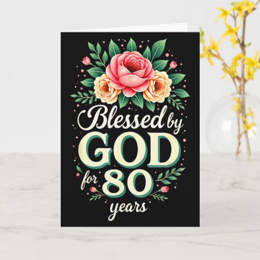 Blessed By God For 80 Years Religious 80th Birthda カード (黄色い花)