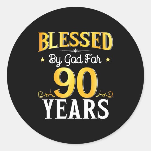 Blessed By God For 90 Years 90th Birthday Men Wome ラウンドシール (正面)