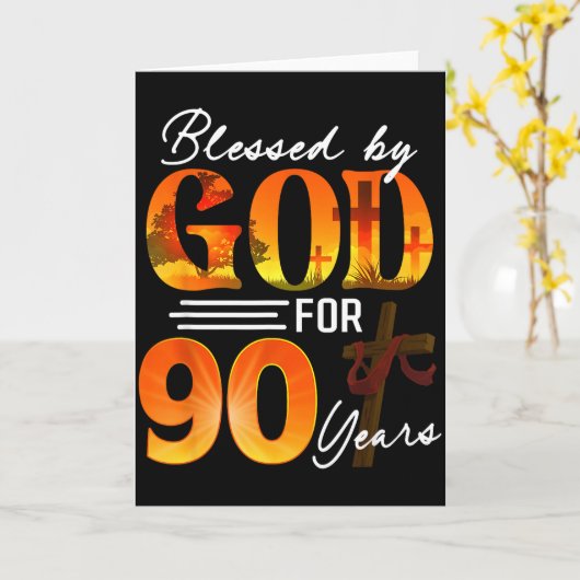 Blessed By God For 90 Years Old Gift 90th Birthday カード (黄色い花)