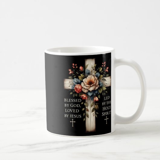 Blessed By God Loved By Jesus Funny Easter Jesus C コーヒーマグカップ (右)