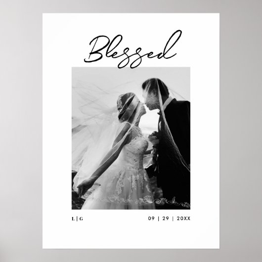 Blessed Couples Monogram Newlywed Gift ポスター (正面)