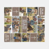 Blessed Dad 12 Photo Collage Custom Text フリースブランケット (正面(横))