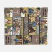 Blessed Dad 12 Photo Collage Custom Text フリースブランケット (正面(横))