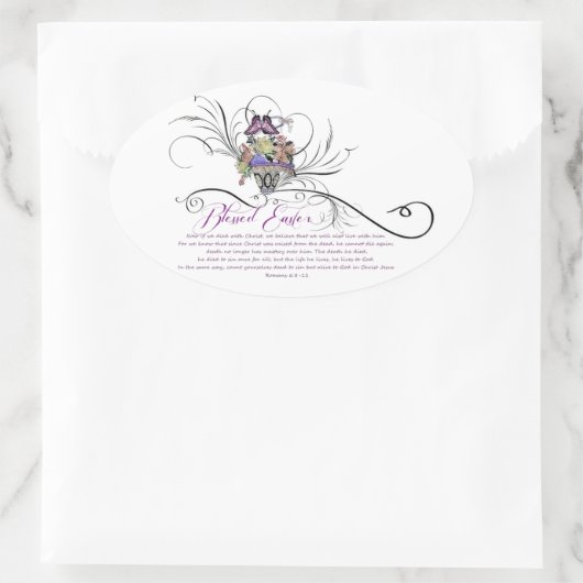 Blessed Easter Oval Sticker 楕円形シール (バッグ)