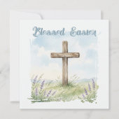 Blessed Easter Watercolor Easter Cross Greeting カード (正面)