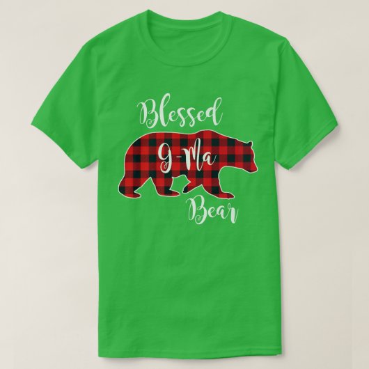 Blessed G-Ma Bear Red Buffalo Check Plaid Fun Gran Tシャツ (デザイン正面)