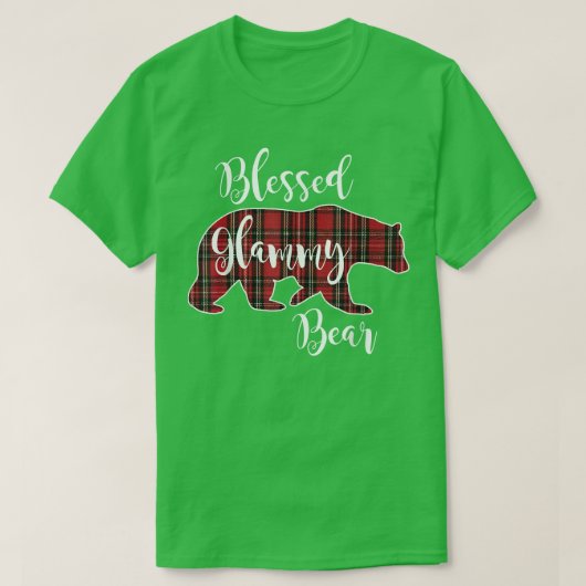 Blessed Glammy Bear Red Tartan Plaid Grandma Gift Tシャツ (デザイン正面)