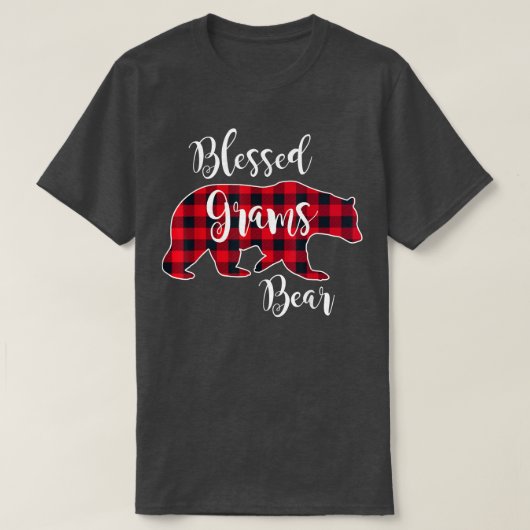 Blessed Grams Bear Red Buffalo Check Plaid Fun Gra Tシャツ (デザイン正面)