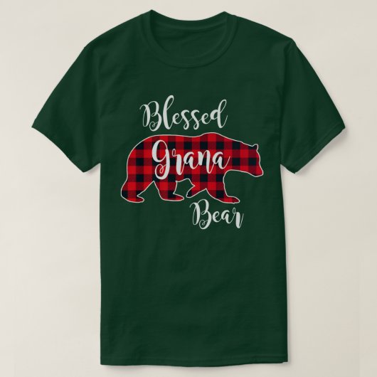 Blessed Grana Bear Red Buffalo Check Plaid Fun Gra Tシャツ (デザイン正面)