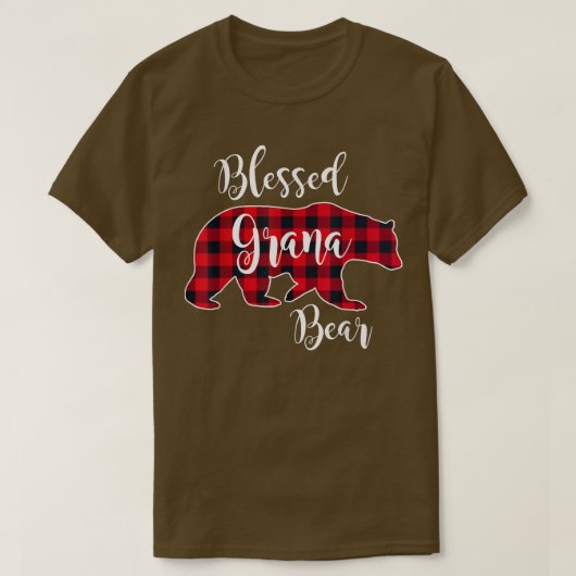 Blessed Grana Bear Red Buffalo Check Plaid Fun Gra Tシャツ (デザイン正面)