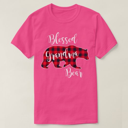 Blessed Grandma Bear Red Buffalo Check Plaid Grand Tシャツ (デザイン正面)