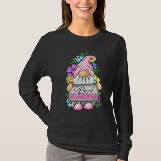Blessed Grandma Gnome Floral Love Grandma Mothers  Tシャツ (正面)