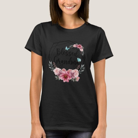 Blessed Grandma with Floral Mother s Day 2023 Tシャツ (正面)