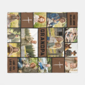 Blessed Grandpa 12 Photo Collage Custom Text フリースブランケット (正面(横))