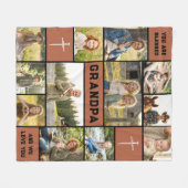 Blessed Grandpa 12 Photo Collage Custom Text フリースブランケット (正面(横))