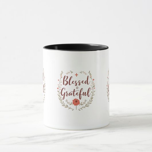 Blessed & Grateful – Christian Inspirational Mug マグカップ (中央)