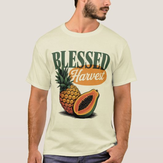 Blessed Harvest Pineapple Papaya Retro Tee Tシャツ (正面)