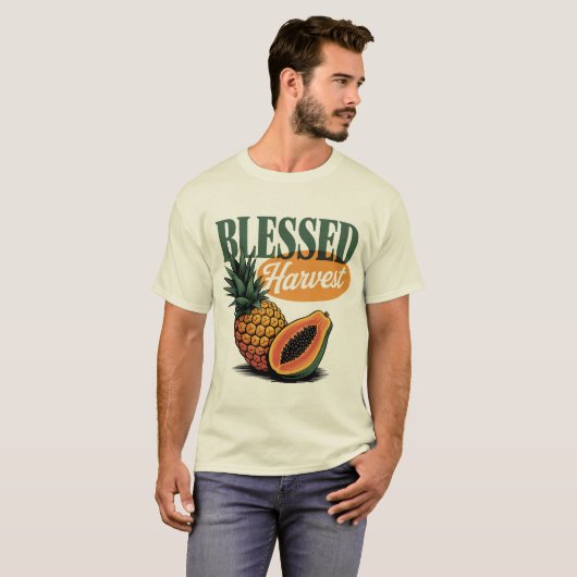 Blessed Harvest Pineapple Papaya Retro Tee Tシャツ (正面フル)