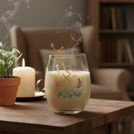 Blessed Imbolc Glass Light Renewal Brigid Design ステムなしワイングラス