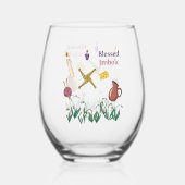 Blessed Imbolc Glass Light Renewal Brigid Design ステムなしワイングラス (正面)