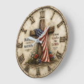 Blessed Is the Nation American Christian Patriotic ラージ壁時計 (傾斜)