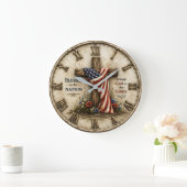 Blessed Is the Nation American Christian Patriotic ラージ壁時計 (ホーム)