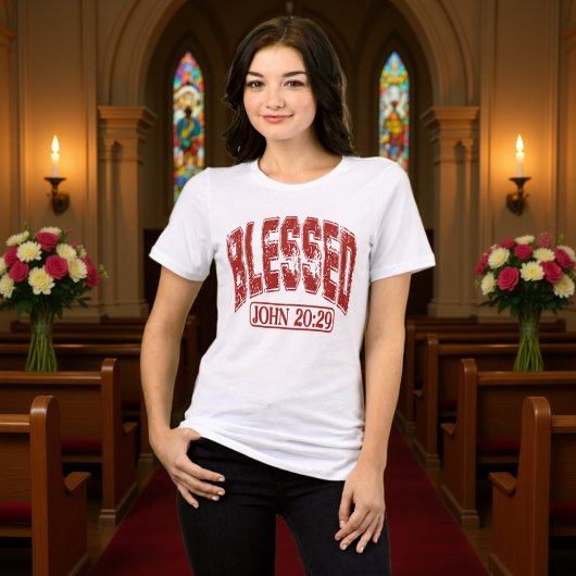 Blessed John 20:29 Collegiate Red Tee トライブレンドＴシャツ