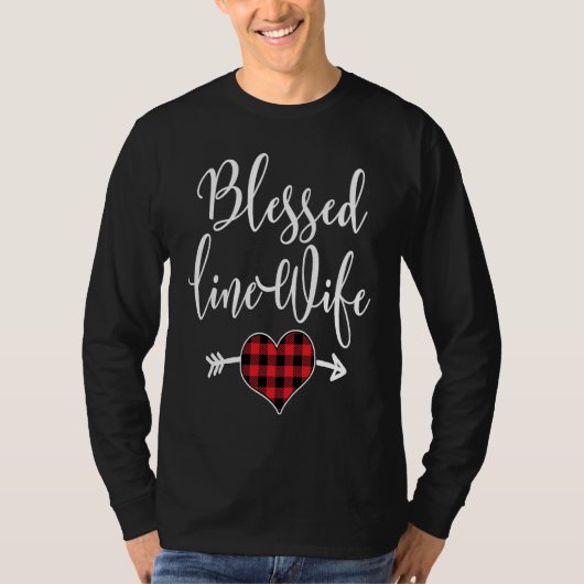 Blessed Linewife Buffalo Plaid Heart Linemans Wife Tシャツ (正面)