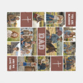 Blessed Loved Dad 12 Photo Collage Custom Text フリースブランケット (正面(横))