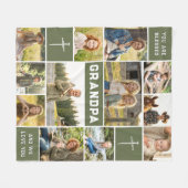 Blessed Loved Grandpa 12 Photo Collage Custom Text フリースブランケット (正面(横))
