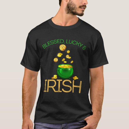Blessed Lucky & Irish Men Women Kids Patricks Day  Tシャツ (正面)