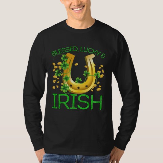 Blessed Lucky & Irish Men Women Kids Patricks Day  Tシャツ (正面)