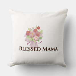 Blessed Mama Decorative Floral Throw Pillow クッション
