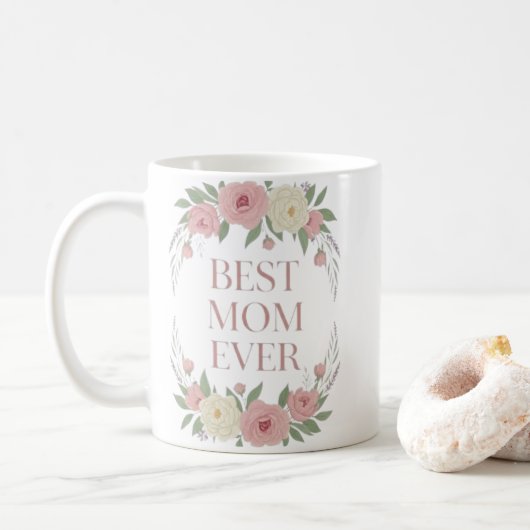 Blessed Mama Ever, Mug | Floral Script Mother Mug コーヒーマグカップ (ドーナツ)