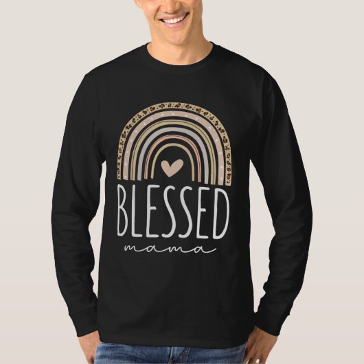 Blessed Mama  Leopard Rainbow Tシャツ (正面)