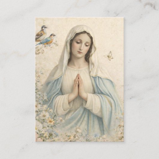Blessed Mary Catholic Funeral Memorial Holy Card - 名刺 (正面)