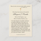 Blessed Mary Catholic Funeral Memorial Holy Card - 名刺 (裏面)