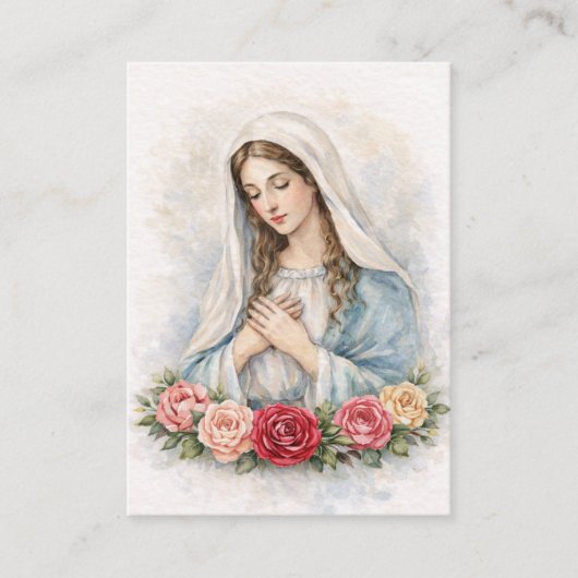 Blessed Mary Catholic Funeral Memorial Holy Card - 名刺 (正面)