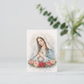 Blessed Mary Catholic Funeral Memorial Holy Card - 名刺 (スタンド正面)