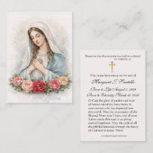 Blessed Mary Catholic Funeral Memorial Holy Card - 名刺 (正面/裏面)