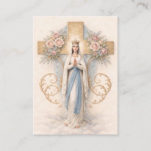 Blessed Mary Catholic Funeral Memorial Holy Card - 名刺 (正面)