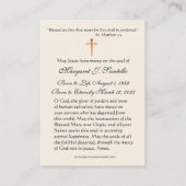 Blessed Mary Catholic Funeral Memorial Holy Card - 名刺 (裏面)