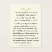 Blessed Mary Funeral Memorial Photo Prayer  (裏面)