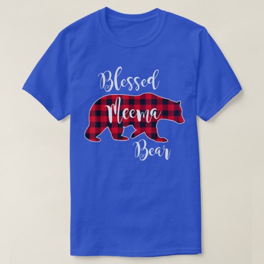 Blessed Meema Bear Red Buffalo Check Plaid Fun Gra Tシャツ (デザイン正面)