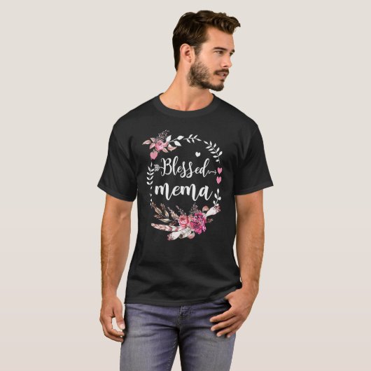 Blessed Mema Thanksgiving Floral Tシャツ (正面フル)