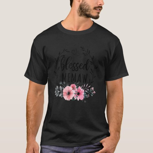 Blessed Memaw  For Women Floral Decoration Mothers Tシャツ (正面)