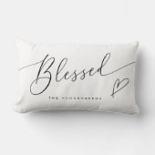 Blessed Modern Typography Heart Throw Pillow ランバークッション (正面)